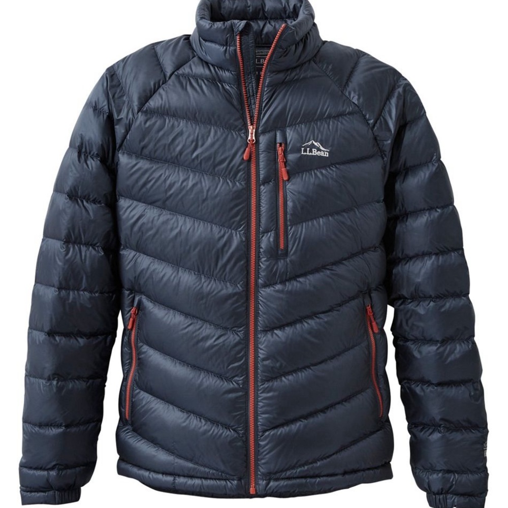 L.L. Bean Men's Navy Puffer Jacket with Red Accents